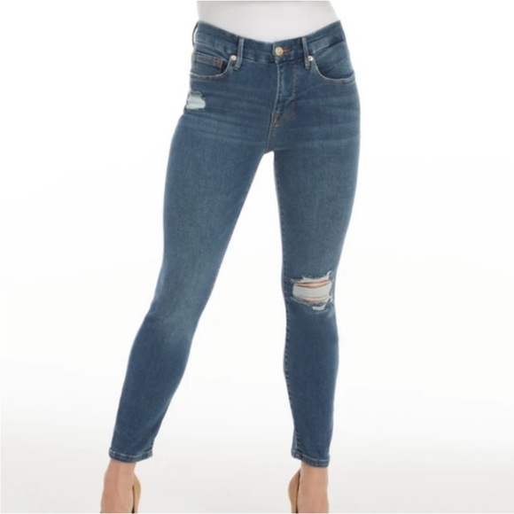 Good American Denim - Good American Distressed Skinny Petite Blue Jeans Size 29